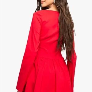 Boohoo Vibrant Red Long Sleeve Dress